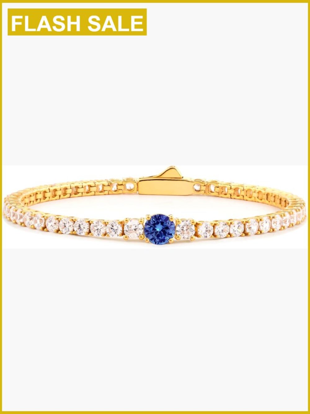 Birthstone Tennis Bracelet, 18K Gold Plated CZ Bracelet, Stackable Jewelry, 6.5